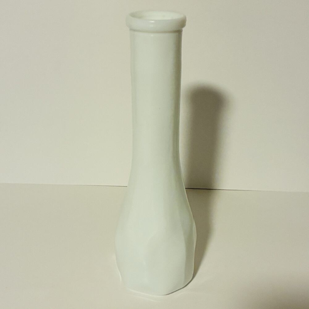 EO Brody White Milk Glass Flower Vase Vintage Mid Century Modern Decor